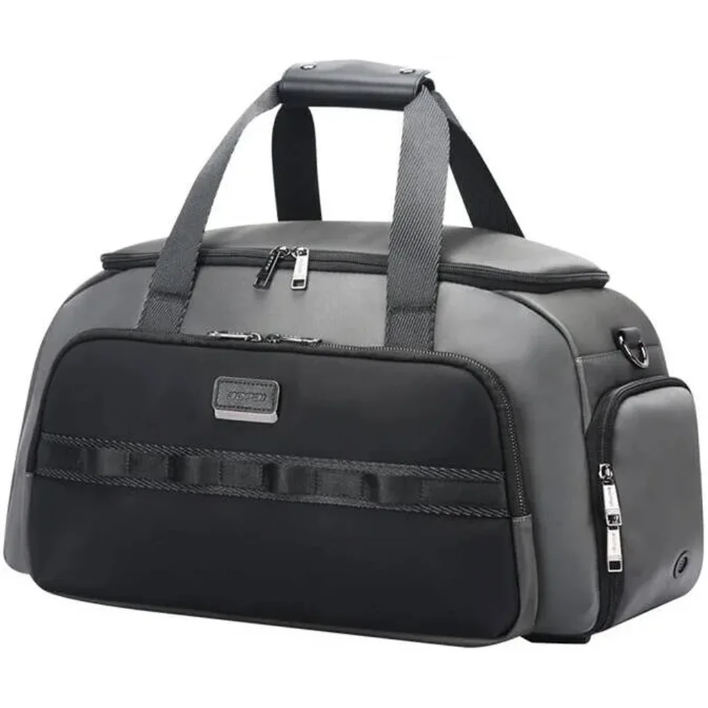 BOPAI Fabric With Microfiber Luggage Bag Gym Bag Travel Bag Large Size Unisex, Premium Materials, Large 50.5 cm width accommodates ample items for travel or gym, Black/Gray & Black | 32-126168