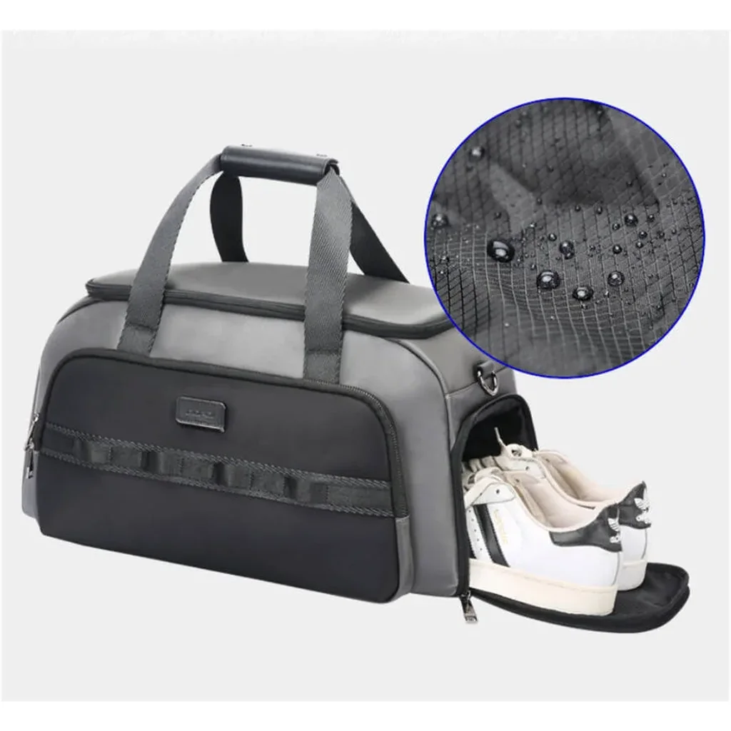 BOPAI Fabric With Microfiber Luggage Bag Gym Bag Travel Bag Large Size Unisex, Premium Materials, Large 50.5 cm width accommodates ample items for travel or gym, Black/Gray & Black | 32-126168 - Image 4