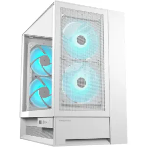 Cougar OmnyX Mid Tower ATX Computer Case, 4x 160mm Pre-installed ARGB PWM Fans, 360mm Radiator Support, 7 Expansion Slots, Magnetic Dust Filter Panel, Cable Management, White | 382WA30.0002