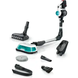 Bosch Unlimited 7 Aqua Rechargeable 2 in 1 Vacuum and Mop, 82 dB(A) re 1pW Noise Level, 3 Performance Level, Bagless Filtration System, Auto mode, 40min Maximum Runtime, White | BCS71HYGGB