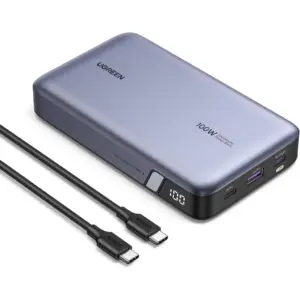 UGREEN 20000mAh Power Bank, Up to 100W Power Output, 65W Fast Recharging, Smart Digital Display, Laptop Charger Portable with 2x USB-C and 1x USB-A Ports | 25188