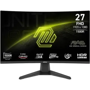 MSI MAG 276CF E20 Gaming Monitor, 27" Rapid VA Display, FHD Resolution, 200Hz Refresh Rate, 0.5ms (GtG) Response Time, AMD FreeSync Premium Technology, 1.07b Color Display, Black | 9S6-3CE11M-030