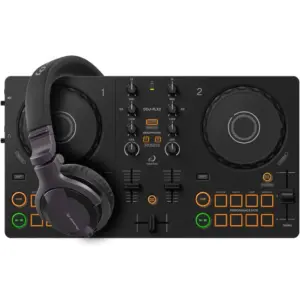 DJ Starter Kit - AlphaTheta DDJ FLX2 + Pioneer DJ HDJ-CUE1 DJ Headphones | DDJ FLX2 / HDJ-CUE1 DJ Bundle