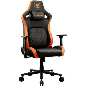 Cougar Defensor Gaming Chair, Hyper-Dura Surface, PushBack Advanced Lumbar Support, 4D Folding Armrests, 155? Reclining, Piston Lift Height Adjustment, Class 4 Gas Lift, Black | 3MDFLORB.0001