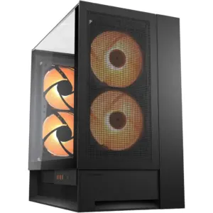 Cougar OmnyX Mid Tower ATX Computer Case, 4x 160mm Pre-installed ARGB PWM Fans, 360mm Radiator Support, 7 Expansion Slots, Magnetic Dust Filter Panel, Cable Management, Black | 382WA30.0001