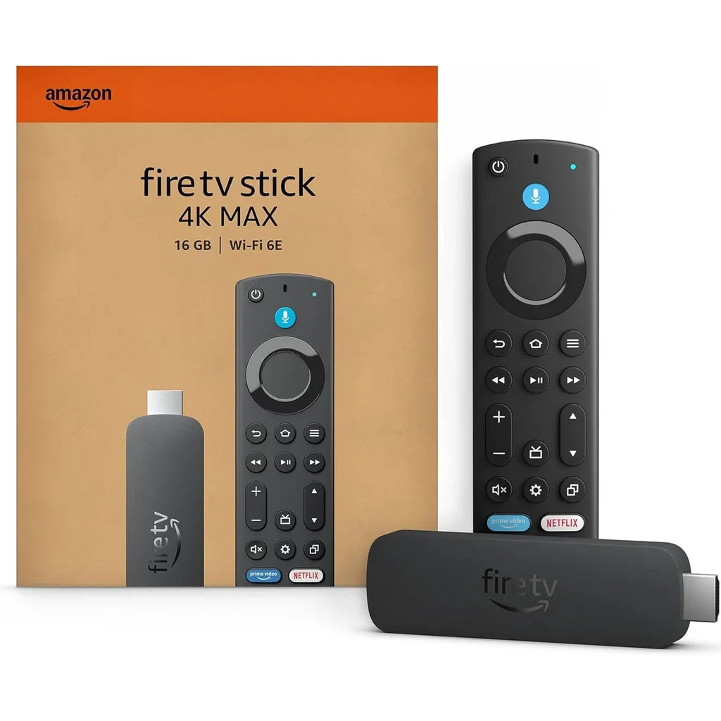Amazon Fire TV Stick 4K Max 2nd Gen Remote, Quad-core 2.0GHz, Dolby Vision.Atmos, 16GB Storage, HDR10+, Smart Home, Bluetooth 5.2 + BLE, Wi-Fi 6E, Alexa Voice, Black | 4KMAX -2025