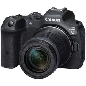Canon EOS R7 Mirrorless Camera, 32.5MP APS-C CMOS Sensor, Vari-Angle Touchscreen LCD, DIGIC X Processing 2.36m-Dot EVF, RF-S 18-150mm STM Lens, Black | 5137C019AA / DS126841