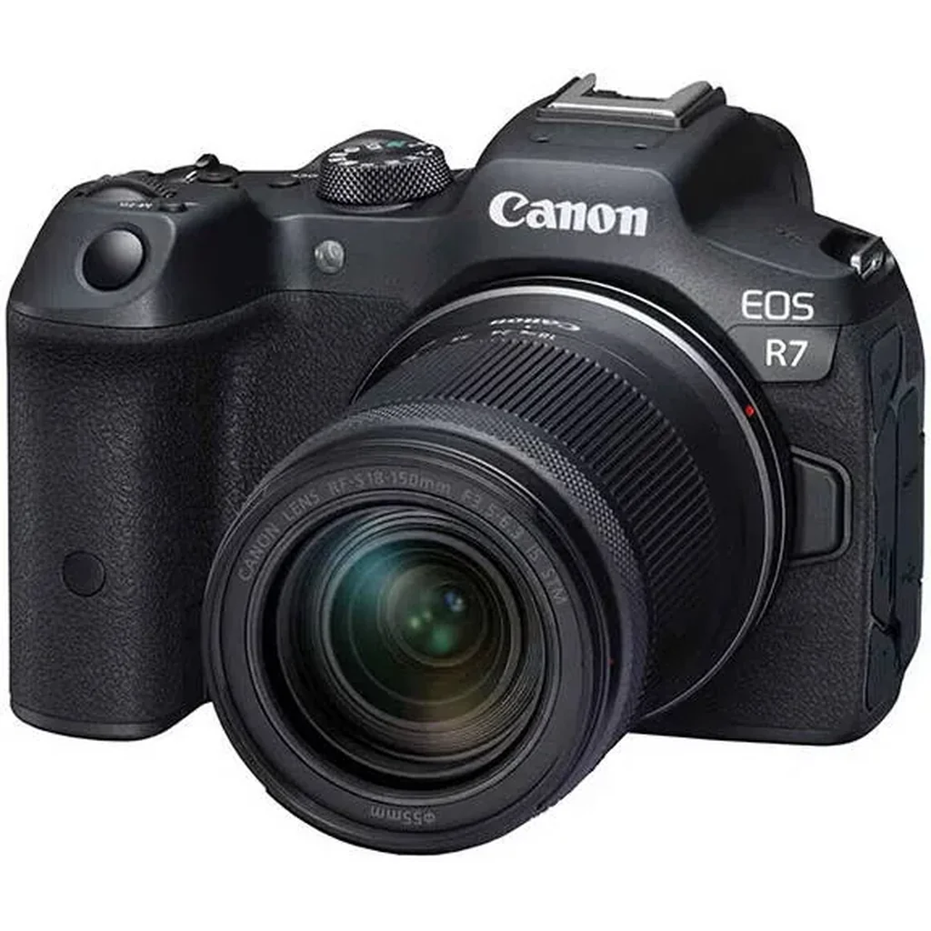 Canon EOS R7 Mirrorless Camera, 32.5MP APS-C CMOS Sensor, Vari-Angle Touchscreen LCD, DIGIC X Processing 2.36m-Dot EVF, RF-S 18-150mm STM Lens, Black | 5137C019AA / DS126841