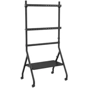 Beetec Mobile TV Stand for 32-86 Inch Screens, Height Adjustable Rolling TV Cart w/ Lockable Wheels, VESA 600x400mm, Max Load 45 kg, Cable Management, Sliding Pivot, Shelf Load 10kg, Black | TF-RG9B