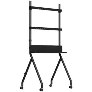 Beetec Mobile TV Stand for 32-86 Inch Flat Screen TVs, Rolling Cart with Lockable Wheels, Height Adjustable, VESA 600x400mm, Max Load 45kg, Shelf Capacity 10 kg, Cable Management, Black | TF-RG8B