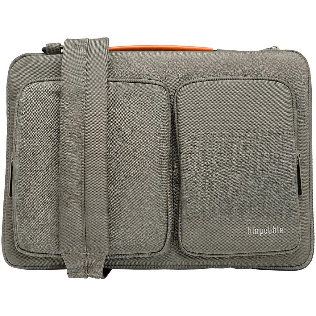 Blupebble Urban 16 Laptop Bag, Eco-Friendly Construction, Fits 16" Laptops/Tablets, Water-Resistant Exterior, Shock-Absorbing Padding, Precise Fit for Apple Devices, Gray | BP-URBAN16-GY