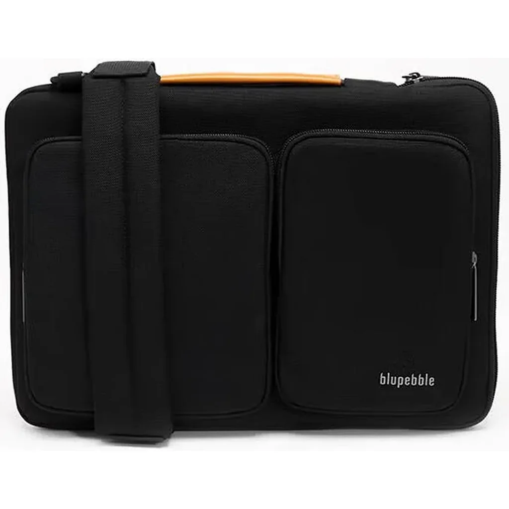 Blupebble Urban 16 Laptop Bag, Eco-Friendly Construction, Fits 16" Laptops/Tablets, Water-Resistant Exterior, Shock-Absorbing Padding, Precise Fit for Apple Devices, Black | BP-URBAN16-BK