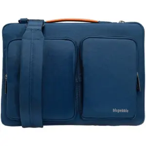 Blupebble Urban 14 Laptop Bag, Fits 14" Laptops/Tablets, Eco-Friendly Construction, Water-Resistant Exterior, Shock-Absorbing Padding, Precise Fit for Apple Devices, Blue | BP-URBAN14-BL
