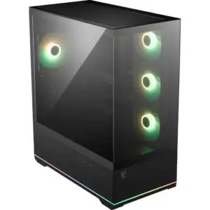 MSI MAG Pano 110R PZ Mid-Tower Computer Case, 4x aRGB Pre-Installed Fan, Up to 360mm Radiator & 10x Fan Support, 270? Panoramic Design, Top & Bottom Dust Filter, Black | 306-7G28R21-JA4