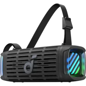 Soundcore Boom 3i Outdoor Speaker, Industry-First Floating Playback, 5x Saltwater-Resistant & Ultra-Durable, Double the Bass with BassUp? , 16 Hours of Nonstop, Adventurer Black | Boom 3i