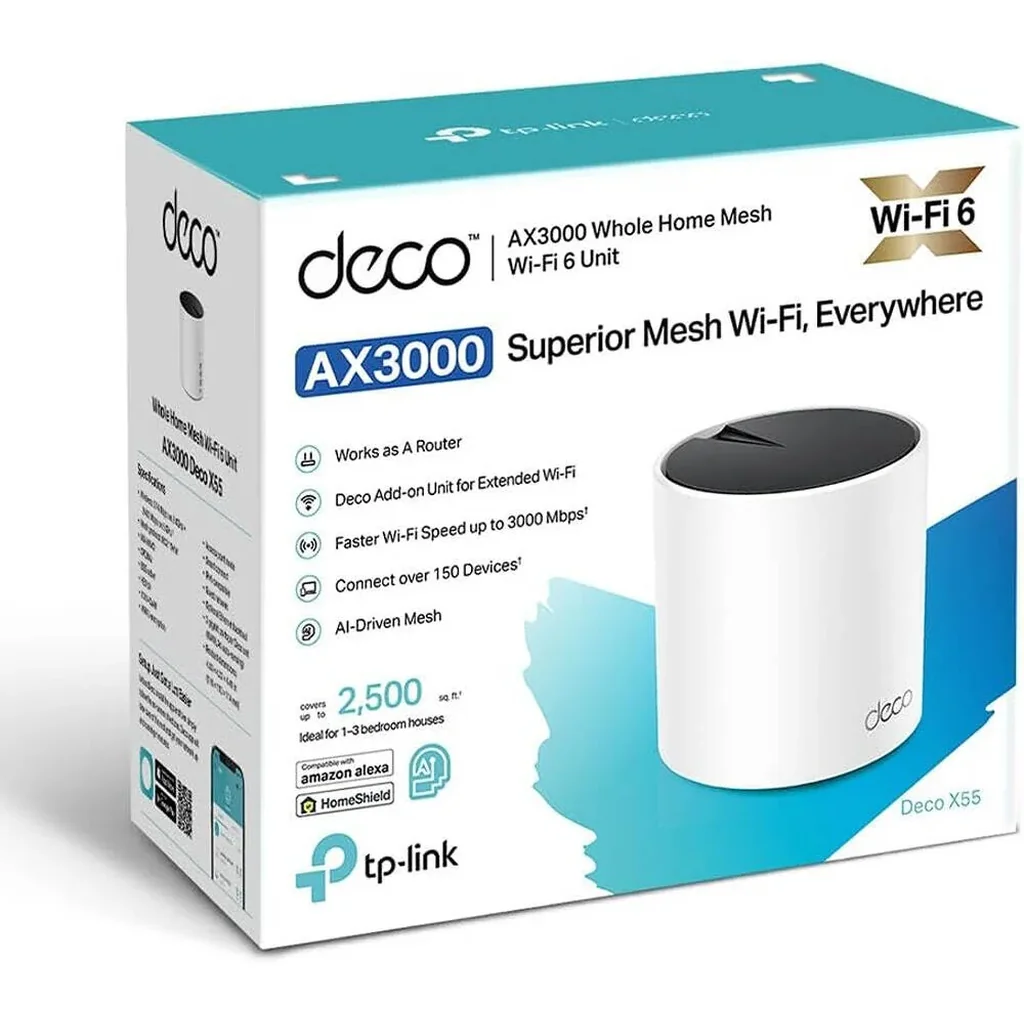 TP-Link Deco AX3000 WiFi 6 Mesh System, Covers up to 6500 Sq.Ft, Replaces Wireless Router and Extender, AI-Driven Mesh, 3 Gigabit Ports Per Unit, Supports Ethernet Backhaul, 1 pack, White | Deco X55 - Image 5