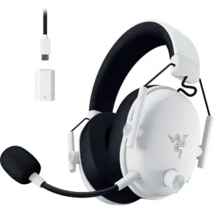 Razer BlackShark V3 Gaming Headphone, TriForce Titanium 50mm Drivers Gen 2, HyperSpeed Wireless Gen 2, Detachable HyperClear Super Wideband 9.9mm Mic, Unidirectional, PC, White | RZ04-05410400-R3U1