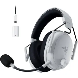 Razer BlackShark V3 Pro Gaming Headset, HyperSpeed Wireless Gen 2, Hybrid Active Noise Cancellation, Detachable Razer HyperClear Full Band 12mm Mic, PlayStation, White | RZ04-05400600-R3UA