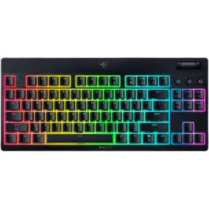 Razer BlackWidow V4 Low-Profile Tenkeyless HyperSpeed Mechanical Gaming Keyboard, English Layout, 1000Hz Polling Rate, Chroma RGB Lighting, Razer Yellow Switch, Tri-Mode, Black | RZ03-05450100-R3M1