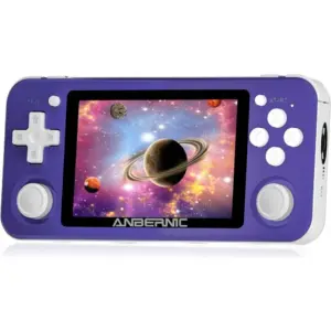 ANBERNIC RG351P Retro Handheld Game Console, 3.5" IPS Screen, Open Source Linux, RK3326 1.5GHz, 64GB Storage, 3500mAh Battery, 2500+ Classic Games, Supports PSP/N64/PS1, Purple | RG351P