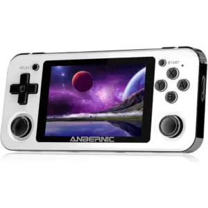ANBERNIC RG351P Retro Handheld Game Console, 3.5" IPS Screen, Open Source Linux, RK3326 1.5GHz, 64GB Storage, 3500mAh Battery, 2500+ Classic Games, Supports PSP/N64/PS1, White | RG351P