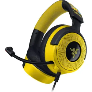Razer Kraken V4 X Pokemon Edition Wired Gaming Headphones, 40mm TriForce Driver, Retractable Razer HyperClear, Unidirectional, Hybrid Fabric & Leatherette Cushions, Black/Yellow | RZ04-05180300-R3M1