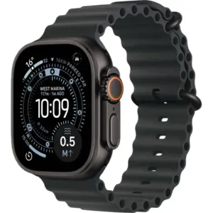 Apple Watch Ultra 3 Smartwatch, Always On Retina Display, S10 Chip with 64-Bit Dual-Core Processor, Up to 42 Hours Battery, GPS + Cellular, 49mm Black Titanium Case, Black Ocean Band | MF0J4