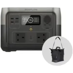 EcoFlow RIVER 2 Max Portable Power Station, 512Wh Capacity and 500W Output, LiFeP04 Battery, 1 Hour Fast Charging, 1.5kW Solar Charging, Safest LFP Battery, Grey | EF-RIVER-Max200