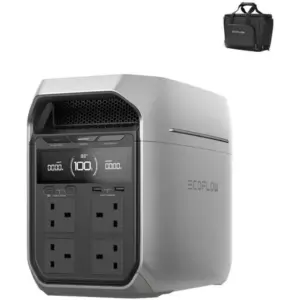 EcoFlow DELTA 3 Plus Portable Power Station, 1024Wh Capacity, 1800W Output, 0-70% Quick Charge in 30 Min, 6 AC Outlets, Expandable to 5kWh, Backup Power with UPS, Grey | EF-DELTA3 PLUS