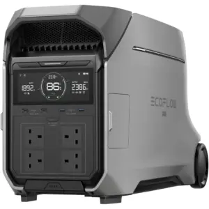EcoFlow DELTA Pro 3 Portable Power Station, 4096Wh LFP Battery, Four NEMA 5-20R Outputs, 4000W AC Output, Link 3 in Parallel Up to 12kWh, Built-In Wheels & Slide-Out Handle, Grey | EF-DELTAPRO300