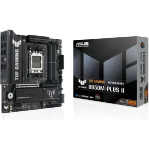ASUS TUF GAMING B850M-PLUS II AM5 Micro-ATX Motherboard, AMD B850 Chipset, 4x DDR5 DIMM Slots, Up to 256GB Max Memory, 1x PCIe 5.0 x16 SafeSlot, 3x M.2 Slots | 90MB1MT0-M0EAY0