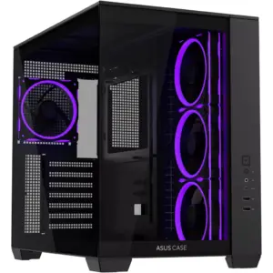 ASUS A32 PLUS ATX Computer Case, 4x Pre-Installed aRGB Fans, Up to 360mm Radiator & 10x 120mm Fan Support, 270? Panoramic View, Detach Side Panels, Black | 90DC00S0-B19000