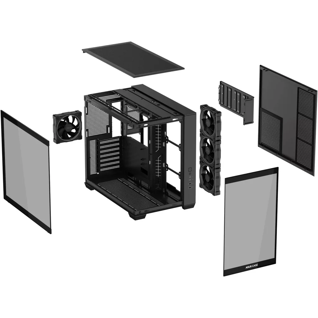 ASUS A32 PLUS ATX Computer Case, 4x Pre-Installed aRGB Fans, Up to 360mm Radiator & 10x 120mm Fan Support, 270? Panoramic View, Detach Side Panels, Black | 90DC00S0-B19000 - Image 12