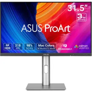 ASUS ProArt PA32QCV Professional Monitor, 32" IPS Display, 6K Resolution, 60Hz Refresh Rate, 5ms (GtG) Response Time, Trace Free Technology, Adaptive-Sync | 90LM0BD0-B01K71