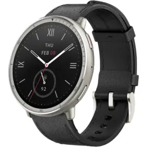 Amazfit Active 2 Premium Smartwatch, 44mm, 10 Day Battery, Fitness Tracker, Sleep Monitor, GPS Maps, 160+ Sport Modes,Water Resistant, Black Leather Premium Strap, Black | ACTIVE-2-PRM