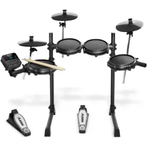 Alesis Turbo Mesh Kit Seven-Piece Electronic Drum Set With 100+ Sounds, 30 Play Along Tracks, Drum Sticks & Connection Cables Included, Black, One Size | turbo-mesh-kit