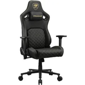 Cougar Defensor Gold Gaming Chair, Hyper-Dura Surface, PushBack Advanced Lumbar Support, 4D Folding Armrests, 155? Reclining, Piston Lift Height Adjustment, Class 4 Gas Lift | 3MDFLGLB.0001