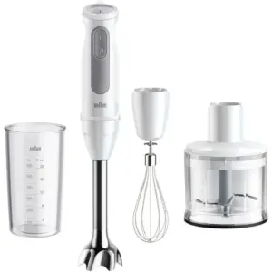 Braun MultiQuick 5 Hand Blender, PowerBell VPlus Technology, 1000 W Motor, One-Hand 21 Speeds Wheel, SplashControl Technology, EasyClick System Plus, ActiveBlade Technology, White | MQ-50236-M