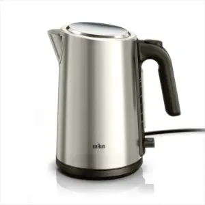 Braun Identity Collection Water kettle, 1.7L Capacity, RapidBoil System, Stainless Steel Kettle, Extra large opening, EasyPour, 4-Way Protection, Flip lid, Stainless Steel/Black | WK-5200-BK
