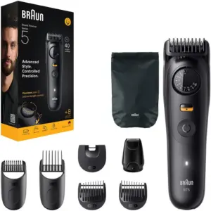 Braun Series 5 BT5560 Beard Trimmer, Ultra Sharp Blade, PrecisionLock, 100% Waterproof, 40 Length Settings, Up to 120min Cordless Runtime, +8 Styling Tools & Accessories, Black | BT5560