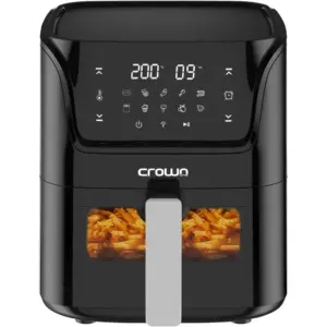 Crownline Air Fryer 5.5L Pan Capacity, Transparent Window with Rapid Air Frying, LED Touch Control with 10 Presets, 80-200 Temp Range, 90-Min Timer | AF-397