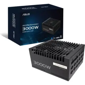 ASUS Pro WS Power Supply, 3000W Power, 80 PLUS Platinum Efficiency, ATX 3.1 Compatible, Dual-Ball Fan Bearings, Gold-Plated High-Performance Copper Pins, Black | 90YE00Z0-B0EA00