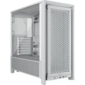 Corsair FRAME 4000D Mid-Tower PC Case, No Pre-Installed Fans, 360mm Radiator Support, 7 Expansion Slots, Tempered Glass, 3D-Y Airflow Steel, White | CC-9011291-WW