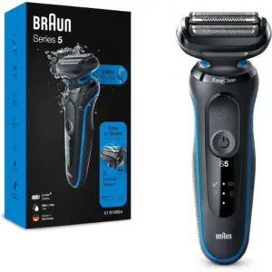 Braun Series 5 51-B1000s Electric Shaver, Wet & Dry, Rechargeable, Cordless Foil Shaver, 3 Flexible Blades, Upgrade with EasyClick, AutoSense Technology, Blue | 51-B1000s