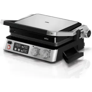 Braun MultiGrill 7 Contact Grill, 2000W Electric Grill, with 3-in-1 Cooking System, Adjustable Thermostat, Removable Plates, Dishwasher Safe, Black/Stainless Steel | CG 7040