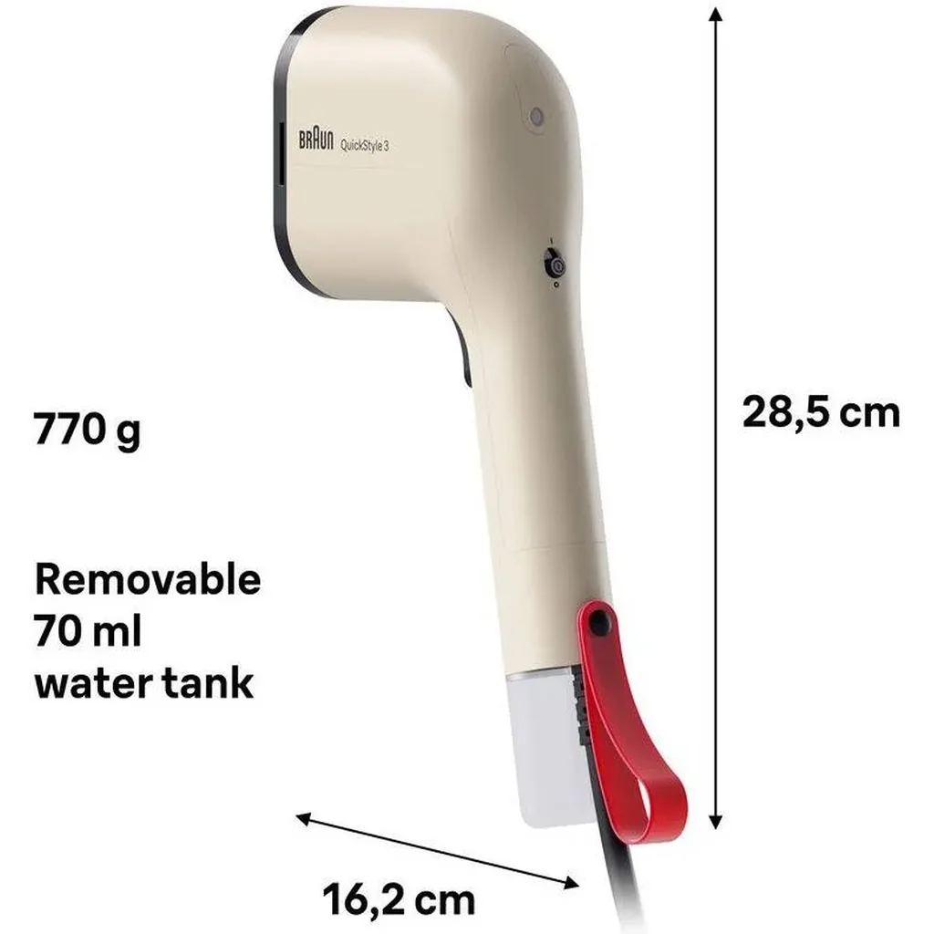 Braun QuickStyle 3 Garment Steamer, 1100 Watts, Smart iCare & FastSteam Technology, Quick Heat-Up, Ultra Compact Design, Beige | GS 3012 - Image 5