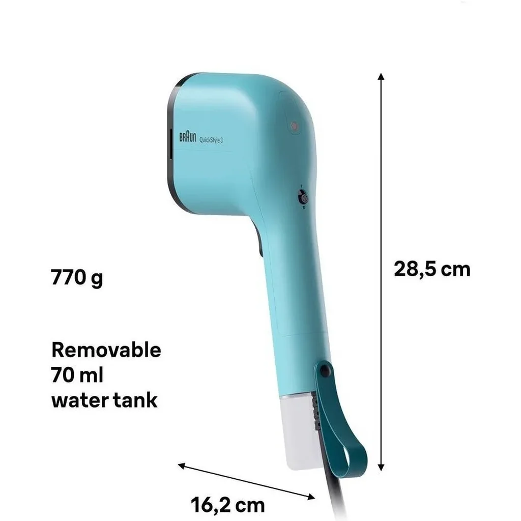 Braun QuickStyle 3 Garment Steamer, 1100 Watts, Smart iCare & FastSteam Technology, Quick Heat-Up, Ultra Compact Design, Green | GS 3013 - Image 5