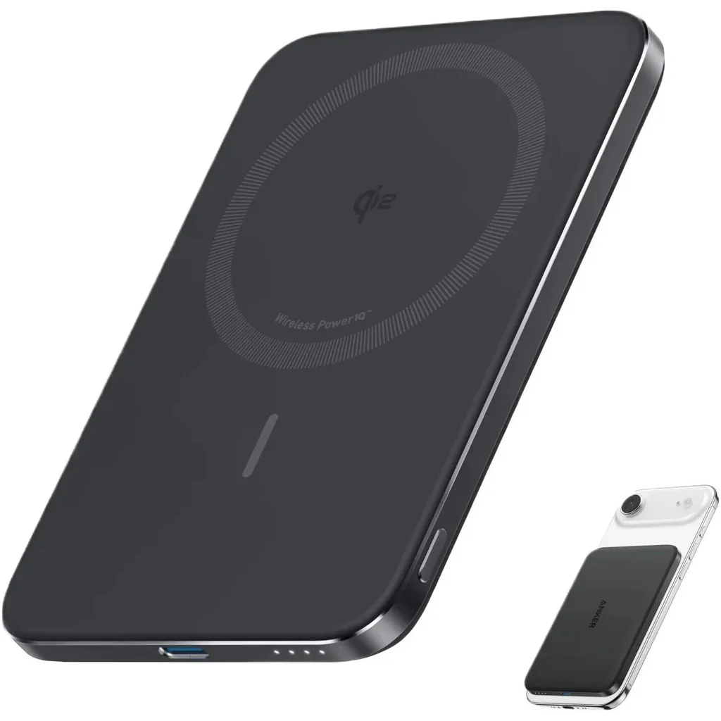 Anker Nano Power Bank, 15W Qi2-Certified Wireless Charging, Dual-NTC Temperature Control, 5000mAh Battery, MagGo, Ultra-Slim Qi2-Compatible Magnetic Power Bank, Black | A1665H11