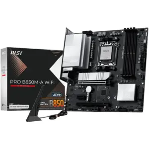 MSI PRO B850M-A WIFI mATX AM5 Motherboard, AMD B850 Chipset, 4x DDR5 UDIMM Slots, 256GB Max Memory, 2x PCI-E x16 Slot, 2x M.2 Slots, WiFi7 & BT 5.4 Connectivity | 911-7E66-002
