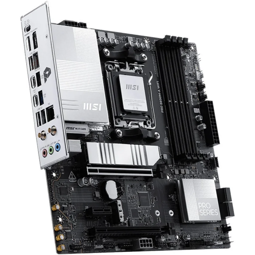 MSI PRO B850M-A WIFI mATX AM5 Motherboard, AMD B850 Chipset, 4x DDR5 UDIMM Slots, 256GB Max Memory, 2x PCI-E x16 Slot, 2x M.2 Slots, WiFi7 & BT 5.4 Connectivity | 911-7E66-002 - Image 4
